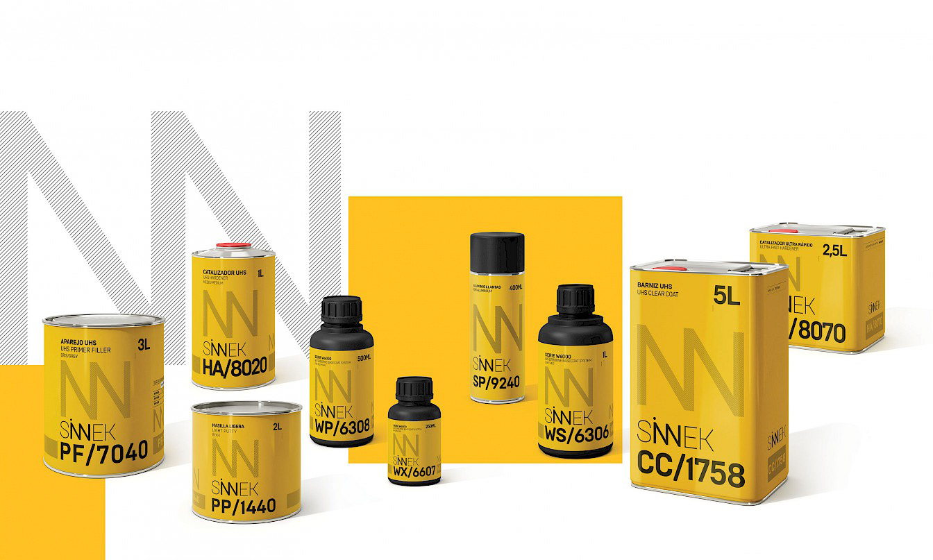 SINNEK’s Bold Packaging System Visualizes The Bodywork Paint Brand’s Pillars